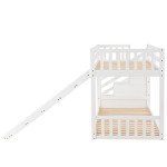 Kids Bunk Bed with Ladder and Slide, White