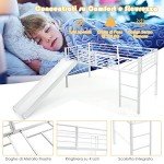 Kids Mid Sleeper Loft Bed with Slide & Stairs