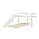 White Cabin Bunk Bed with Slide and Ladder