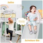 Kids Mid Sleeper Loft Bed with Slide & Stairs