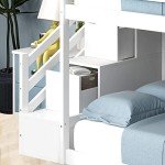 Kids Bunk Bed Frame with Slide and Steps