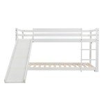 White Cabin Bunk Bed with Slide and Ladder