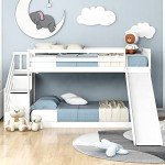 Kids Bunk Bed Frame with Slide and Steps