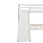 White Cabin Bunk Bed with Slide and Ladder