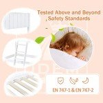 White Wooden Bunk Bed with Guard Rail and Ladder