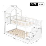 Kids' Wooden Bunk Bed with Ladder and Storage