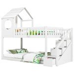 Kids' Wooden Bunk Bed with Ladder and Storage