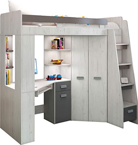 All-in-One High Sleeper Bunk Bed with Desk