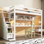 Wood House Bunk Bed with Desk and Storage