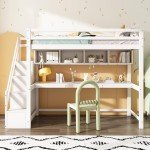 Wood House Bunk Bed with Desk and Storage