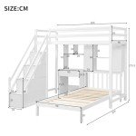 Loft Bed with Desk, Shelves, and Storage