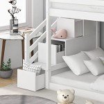Kids Bunk Bed with Slide and Storage Drawers
