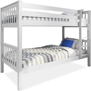 Blisswood White Wooden Double Bunk Bed with Mattresses