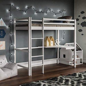 Sydney High Sleeper Bunk Bed with Desk - White