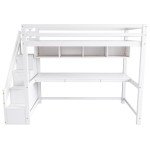 Wood House Bunk Bed with Desk and Storage