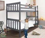 Dark Grey Double Bunk Bed for Kids & Adults