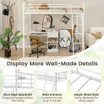 Metal Loft Bed Frame with Ladder & Guardrail