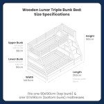 Triple Bunk Bed with Storage for Kids - White
