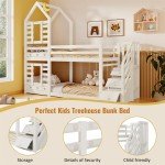 Double Wooden Bunk Bed with Slide for Kids