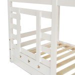 Double Wooden Bunk Bed with Slide for Kids