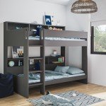 Grey Bunk Bed with Storage Shelves