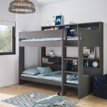 Grey Bunk Bed with Storage Shelves