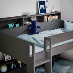 Grey Bunk Bed with Storage Shelves