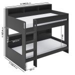 Grey Bunk Bed with Storage Shelves