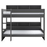 Grey Bunk Bed with Storage Shelves