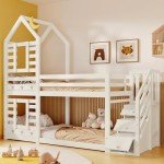 Merax Twin Bunk Bed with Storage, Stars & Moons