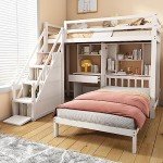 Kids Wood House Bunk Bed with Storage & Desk