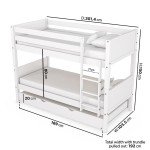 White Wooden Detachable Bunk Bed with Trundle