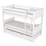 White Wooden Detachable Bunk Bed with Trundle