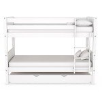 White Wooden Detachable Bunk Bed with Trundle