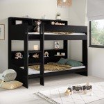 Black Bunk Bed with Storage Shelves