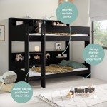 Black Bunk Bed with Storage Shelves