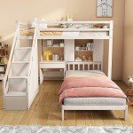 Kids Wood House Bunk Bed with Storage & Desk
