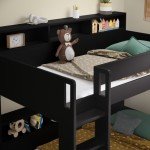 Black Bunk Bed with Storage Shelves