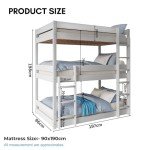 Blisswood Triple Sleeper Wooden Bunk Bed, White