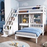 Kids Wood House Bunk Bed with Storage & Desk