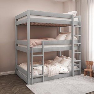 Blisswood Triple Sleeper Wooden Bunk Bed - Grey