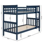 Blue Solid Wood Double Bunk Bed for Kids