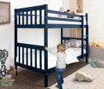 Blue Solid Wood Double Bunk Bed for Kids