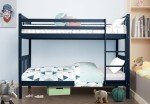 Blue Solid Wood Double Bunk Bed for Kids