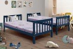 Blue Solid Wood Double Bunk Bed for Kids
