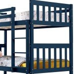 Blue Solid Wood Double Bunk Bed for Kids