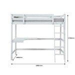 Wooden Study Bunk Bed Frame for Single Room