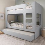 Grey Wooden Bunk Bed for Kids with Trundle
