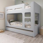 Grey Wooden Bunk Bed for Kids with Trundle