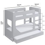 Grey Wooden Bunk Bed for Kids with Trundle